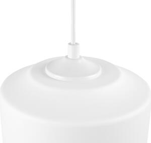 Lampadario Lampada a Sospensione Paralume in Vetro Trasparente Bianco Geometrico Rotondo Design Moderno Beliani