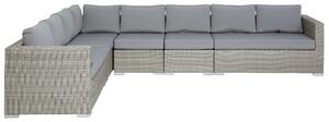 Set di divani ad angolo da giardino cuscini in rattan sintetico grigio 8 posti con tavolo e poltrona set di conversazione Beliani
