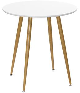 HOMCOM Tavolo da Pranzo Rotondo per 2 Persone in MDF e Metallo, Φ72x75 cm, Bianco e color Legno