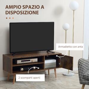 HOMCOM Mobile Porta TV fino a 55" con Vano Aperto e Armadietto in Legno, 110x40x50cm, Porta Tv Marrone