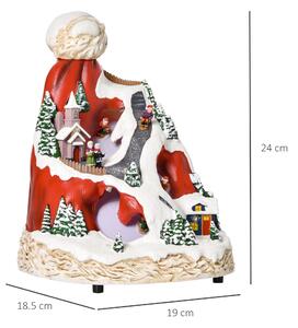 HOMCOM Villaggio Natalizio Luminoso con 4 Sciatori e 8 Musiche, Set 2 Decorazioni di Natale con Luci LED Colorate, 19x18.5x24 cm