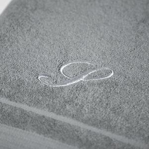 Asciugamano Con Ospite In Cotone Ricamata Standard Caleffi Tinta Unita Grigio Caleffi
