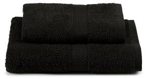 Asciugamano Con Ospite In Cotone Minorca Standard Spugnissima Tinta Unita Nero Caleffi