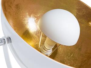 Lampada da Terra Bianca con Metallo dorato 165 cm Base Treppiede Paralume Orientabile Design Industriale Beliani