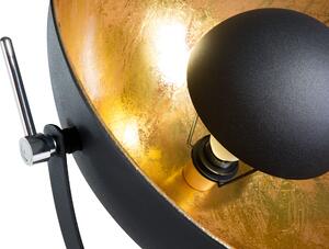 Lampada da Terra Nera con Metallo dorato 165 cm Base Treppiede Paralume Orientabile Design Industriale Beliani