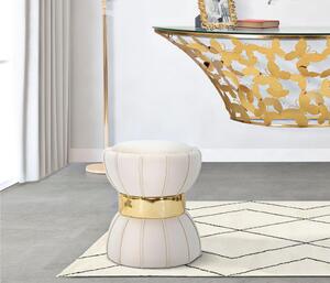 Sgabello rotondo imbottito in velluto sintetico, FLOWER CREM dimensioni � 40x44 cm peso 4,7 kg, forma di clessidra crema