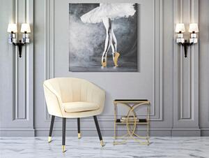 Poltrona in tessuto Crema imbottito con rifiniture dorate PARIS Dimensioni 62x58x h 78 cm - peso 5 kg gambe Metallo nero