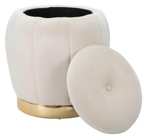 Pouf, contenitore apribile in legno PARIS dimensioni 43x43xh 43 cm peso 4,0 kg, rivestimento intessuto imbottito velluto crema