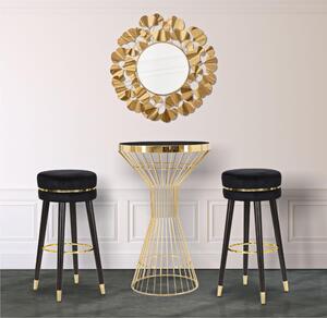 Sgabello bar in legno e velluto Nero, PARIS,dimensioni 35x35xh 74 cm peso 4,0 kg, tessuto ondulato imbottito colore Nero e Oro