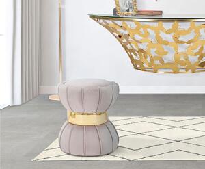 Sgabello rotondo imbottito in velluto sintetico, FLOWER GREY dimensioni � 40x44 cm peso 4,7 kg, forma di clessidra Grigio
