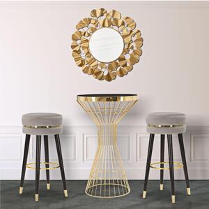 Sgabello bar in legno e velluto Grigio, PARIS, dimensioni 35x35xh 74 cm peso 4,0 kg, tessuto ondulato imbottito colore Grigio, nero e Oro