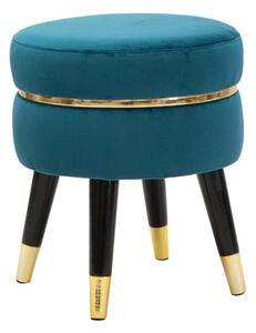 Sgabello in legno e velluto, telaio Dorato PARIS OTTANIO/GOLD Dimensioni � 35x40,5 cm peso 4,5 kg rivestimento colore Ottanio