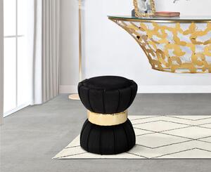 Sgabello rotondo imbottito in velluto sintetico, FLOWER BLACK dimensioni � 40x44 cm peso 4,7 kg, forma di clessidra nero