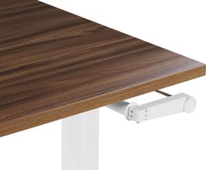 Scrivania regolabile manualmente Piano tavolo in legno scuro Struttura in acciaio verniciato a polvere bianco 180 x 80 cm Beliani