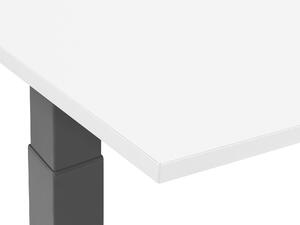 Scrivania regolabile manualmente Piano in legno bianco Acciaio verniciato a polvere Cornice nera Sedersi e stare in piedi 160 x 72 cm Beliani