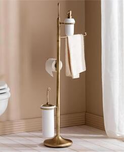 Piantana da Bagno BRONZO SATINATO Dosatore, Salvietta Porta rotolo e Scopino Dimensioni 29x44x h 98 cm in ottone finitura Bronzo satinato