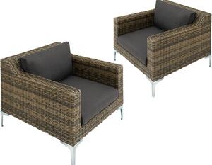 Tectake 404659 set modulare in rattan villanova 5 2 posti alluminio - antracite-melange