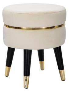 Sgabello in legno e velluto, telaio Dorato PARIS OTTANIO/GOLD Dimensioni � 35x40,5 cm peso 4,5 kg rivestimento colore Crema