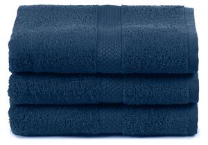 Asciugamano In Cotone Minorca 3 Pezzi Spugnissima Tinta Unita Indigo Caleffi