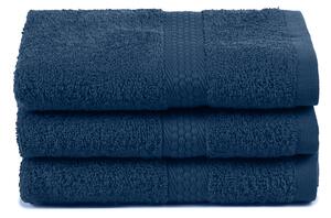 Asciugamano Ospite In Cotone Minorca 3 Pezzi Spugnissima Tinta Unita Indigo Caleffi