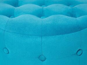Pouf rotondo in velluto blu con rivestimento capitonnè soggiorno ottomana stanza da letto Beliani