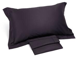 Completo Lenzuola In Raso Di Cotone Raso Matrimoniale Dreaming Tinta Unita Black Caleffi