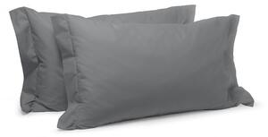 Coppia Federe In Percalle Percalle Standard Dreaming Tinta Unita Grigio Caleffi
