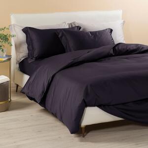 Completo Copripiumino In Raso Di Cotone Raso Matrimoniale Dreaming Tinta Unita Black Caleffi