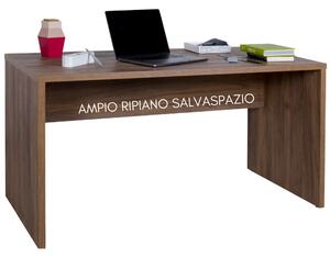 Scrivania Pc Ufficio Tavolo Porta Computer in Legno Ampio Ripiano Rovere cm 138x68x74