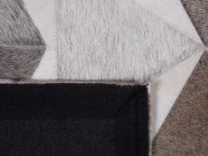 Tappeto tappetino Grigio Pelle 140 x 200 cm Patchwork Pelle Bovina Geometrico Rettangolare Moderno Beliani
