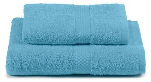 Asciugamano Con Ospite In Cotone Minorca Standard Spugnissima Tinta Unita Azzurro Caleffi