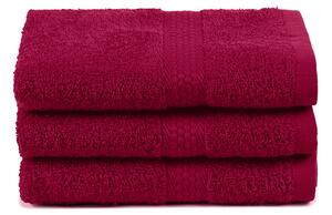 Asciugamano Ospite In Cotone Minorca 3 Pezzi Spugnissima Tinta Unita Bordeaux Caleffi