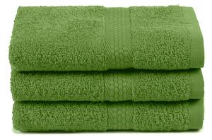Asciugamano Ospite In Cotone Minorca 3 Pezzi Spugnissima Tinta Unita Verde Caleffi