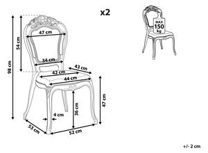 Set di 2 sedie da pranzo in acrilico trasparente con schienale solido impilabili dal design moderno vintage Beliani