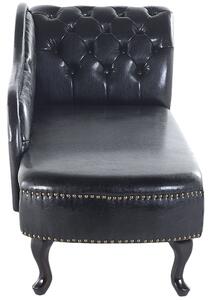 Chaise longue nera versione destra in ecopelle abbottonata moderna Beliani