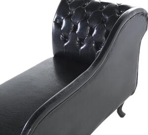 Chaise longue nera versione destra in ecopelle abbottonata moderna Beliani