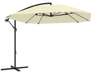 Outsunny Ombrellone a Sbalzo con Copertura Regolabile e Base a Croce, in Metallo e Poliestere, 260x304x245 cm, Crema