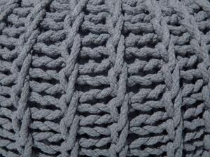 Pouf ottomana grigio in cotone lavorato a maglia perline EPS riempimento rotondo piccolo poggiapiedi 50 x 35 cm Beliani