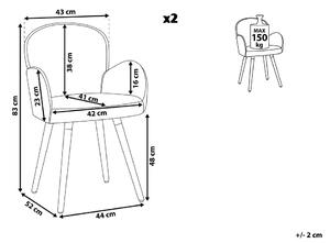 Set di 2 sedie da pranzo rivestimento in tessuto grigio chiaro gambe in legno chiaro stile moderno eclettico Beliani
