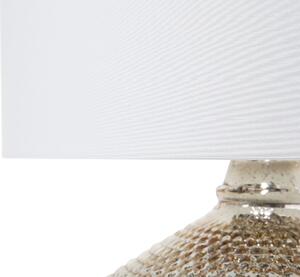 Lampada da Tavolo Metallo dorato 55H cm Paralume paralume in policotone Bianco Glam Beliani