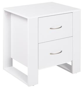 HOMCOM Comodino Moderno in Legno con 2 Cassetti per Camera da Letto, 48x39x54cm, Bianco|Aosom