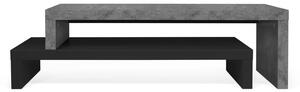 Tavolo TV doppio nero con decoro in cemento , 125 x 40 cm Cliff - TemaHome