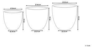 Set di 3 vasi per piante in fibra bianca rotondi varie misure resistenti agli agenti atmosferici Beliani