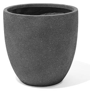 Set di 3 vasi per piante in fibra di argilla grigio scuro rotondi di varie dimensioni resistenti agli agenti atmosferici Beliani