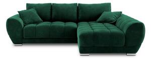 Divano letto angolare verde chiaro con rivestimento in velluto, angolo destro Nuage - Windsor & Co Sofas