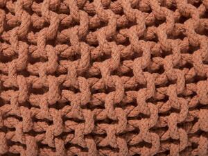 Pouf ottomana in cotone lavorato a maglia in rame con perline EPS riempimento rotondo piccolo poggiapiedi 40 x 25 cm Beliani