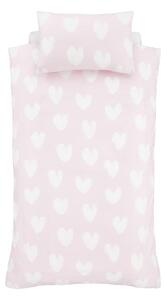 Set copripiumino e federa da bambini rosa in flanella per letto matrimoniale 200x200 cm Hearts – Catherine Lansfield