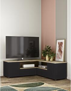 Tavolo TV in rovere decorato in nero e naturale 130x46 cm Angle - TemaHome