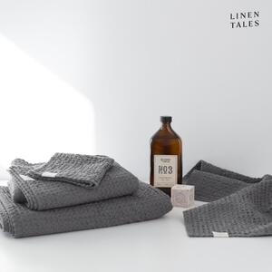 Asciugamani e teli da bagno grigio scuro in un set di 3 pezzi Dark Grey - Linen Tales