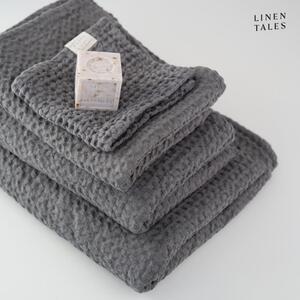 Asciugamani e teli da bagno grigio scuro in un set di 3 pezzi Dark Grey - Linen Tales